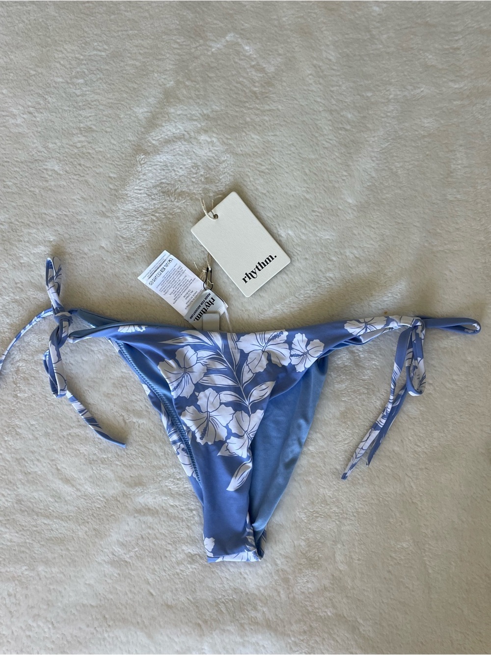 Rhythm Light Blue & White Floral Tie-Side Bikini Bottom